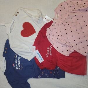 Cat & Jack, Carter's, New Born / 0-3, Baby Girl, Heart Valentine's Outfit Set